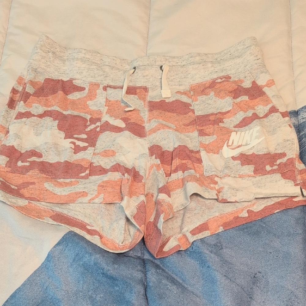 Nike Women's Athletic Shorts - Pink and Gray Camouflage